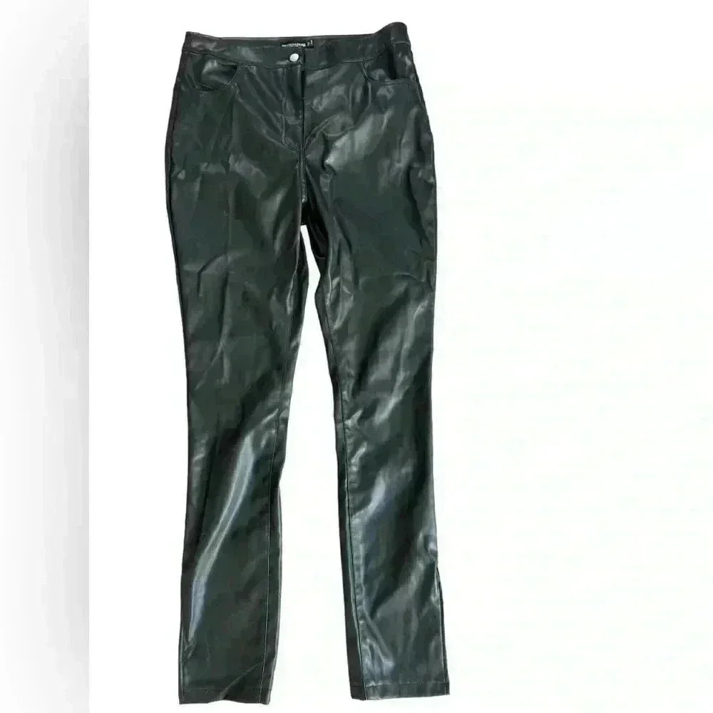 Pretty Little Thing Women’s Faux Leather Black Pants Size 10